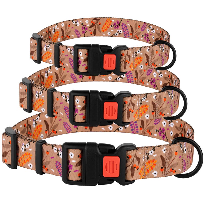 CollarDirect Nylon Dog Collar Floral Pattern Toffee 12-16 inch - Image 4